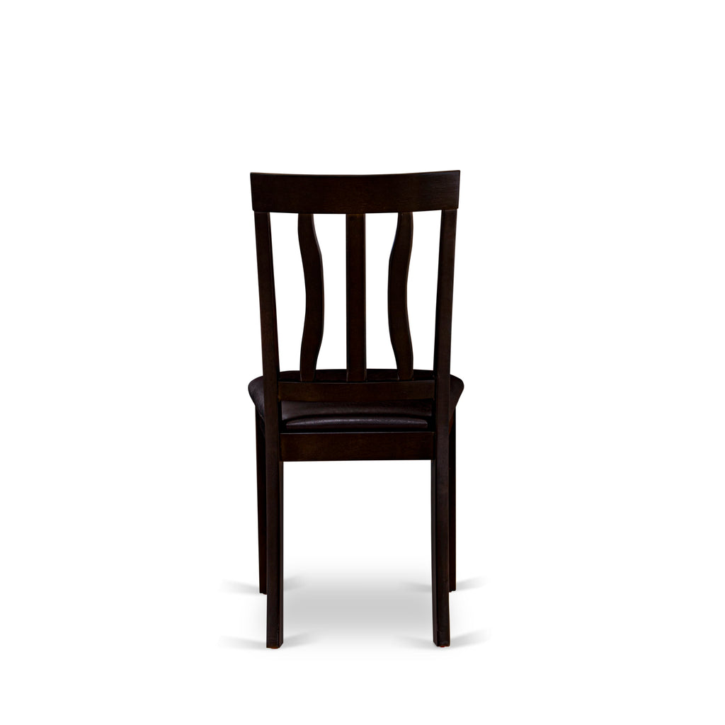 East West Furniture ANC-CAP-LC Antique Dining Chairs - Faux Leather Upholstered Wooden Chairs