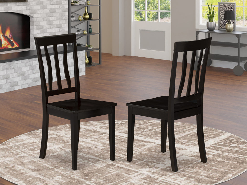 East West Furniture ANC-CAP-W Antique Dining Room Chairs - Slat Back Wooden Seat Chairs