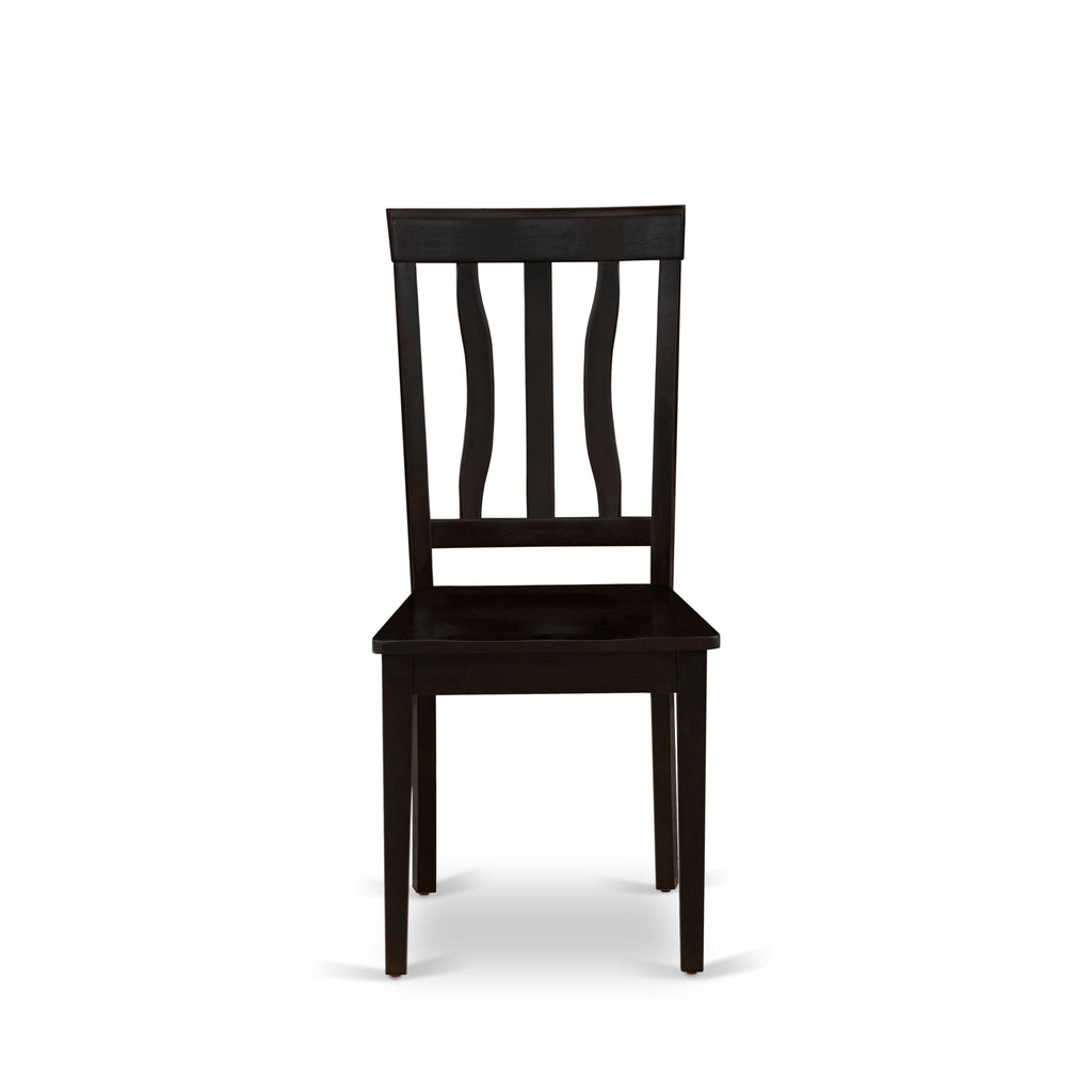 East West Furniture ANC-CAP-W Antique Dining Room Chairs - Slat Back Wooden Seat Chairs