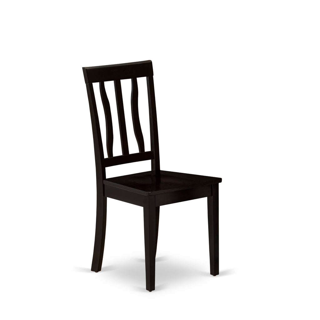 East West Furniture ANC-CAP-W Antique Dining Room Chairs - Slat Back Wooden Seat Chairs