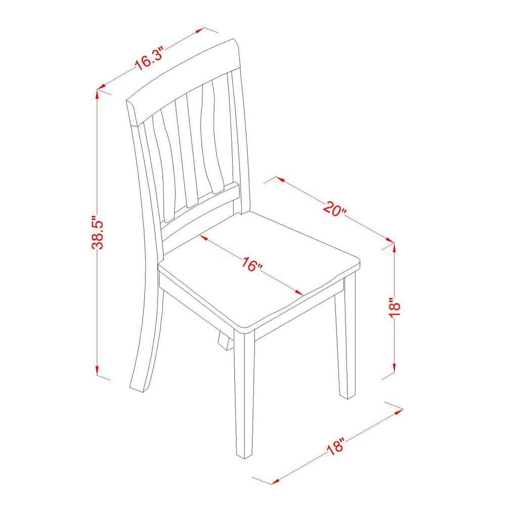 East West Furniture ANC-CAP-W Antique Dining Room Chairs - Slat Back Wooden Seat Chairs
