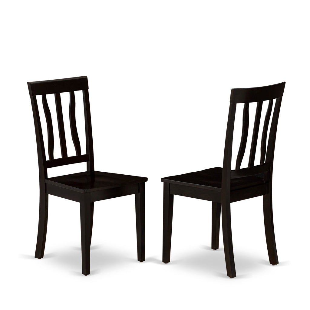 East West Furniture ANC-CAP-W Antique Dining Room Chairs - Slat Back Wooden Seat Chairs