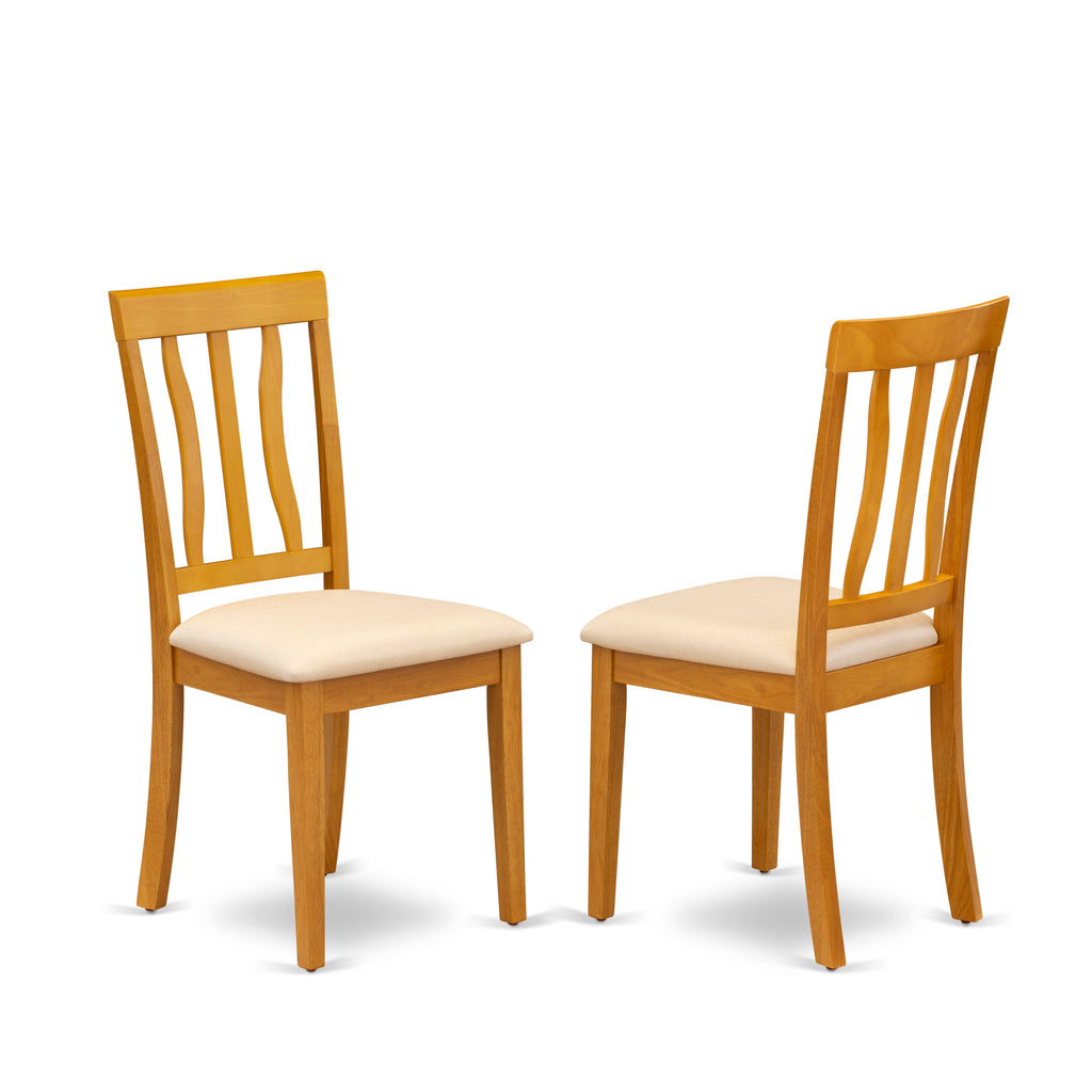 East West Furniture ANC-OAK-C Antique Dining Chairs - Linen Fabric Upholstered Wooden Chairs