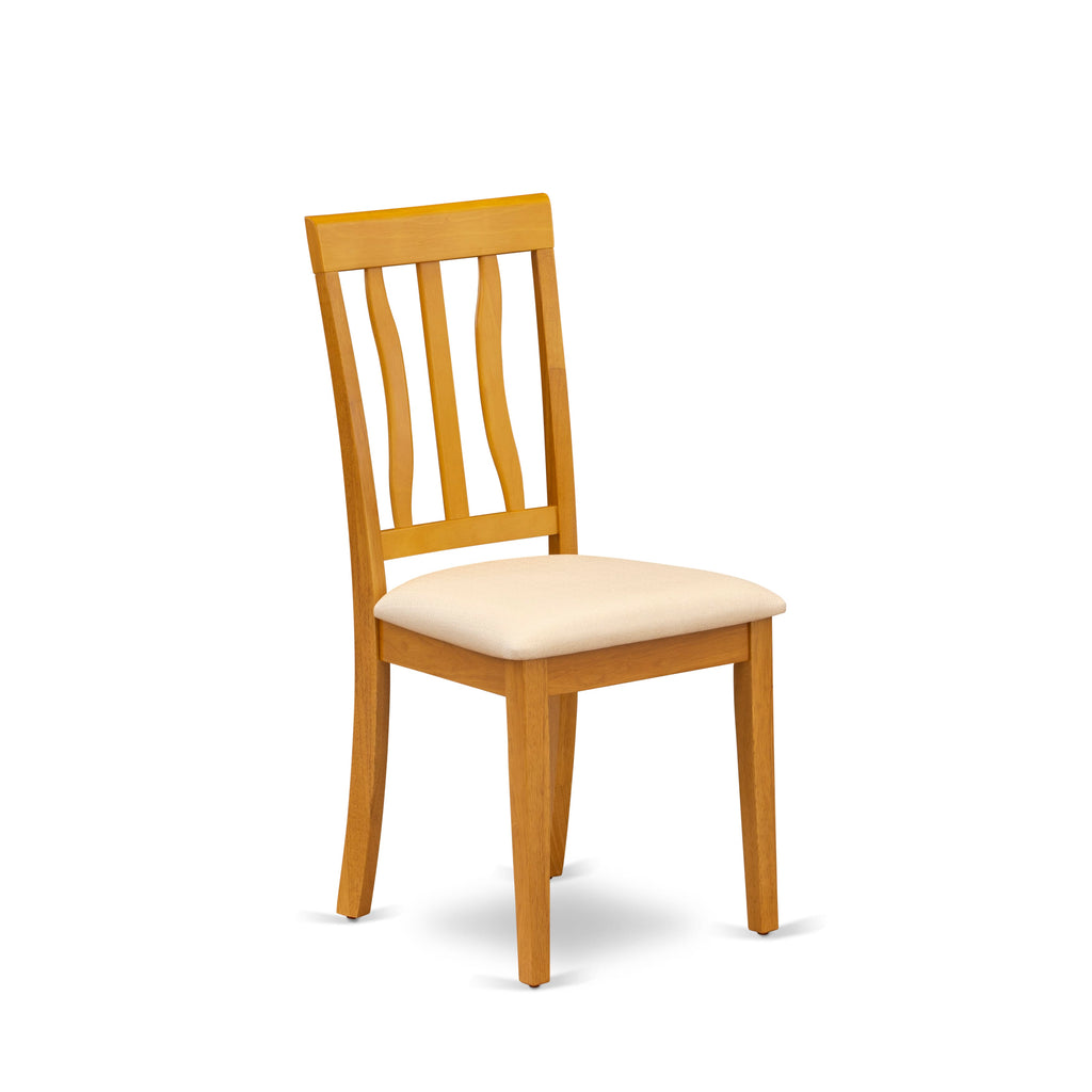 East West Furniture ANC-OAK-C Antique Dining Chairs - Linen Fabric Upholstered Wooden Chairs