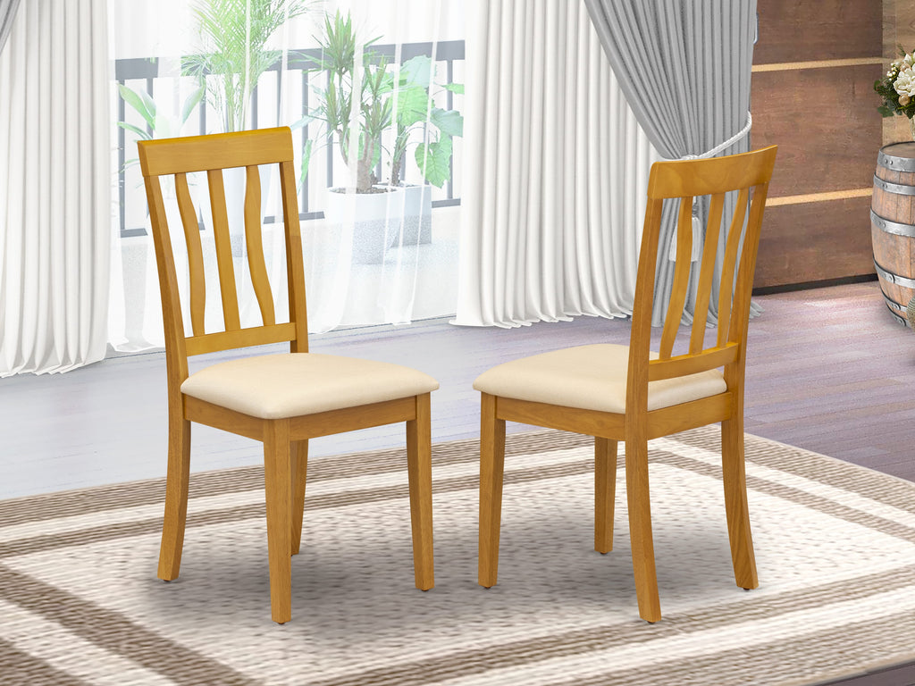 East West Furniture ANC-OAK-C Antique Dining Chairs - Linen Fabric Upholstered Wooden Chairs