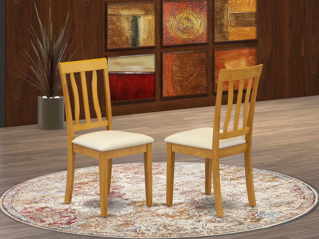 East West Furniture ANC-OAK-LC Antique Kitchen Dining Chairs - Faux Leather Upholstered Wooden Chairs