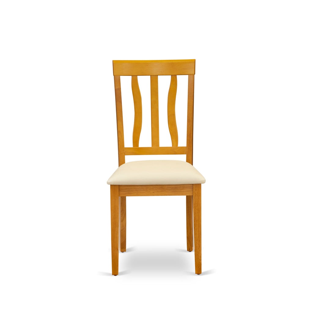 East West Furniture ANC-OAK-LC Antique Kitchen Dining Chairs - Faux Leather Upholstered Wooden Chairs
