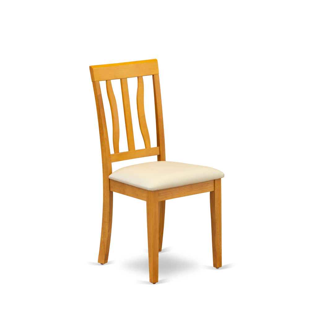 East West Furniture ANC-OAK-LC Antique Kitchen Dining Chairs - Faux Leather Upholstered Wooden Chairs