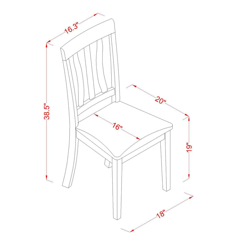 East West Furniture ANC-OAK-LC Antique Kitchen Dining Chairs - Faux Leather Upholstered Wooden Chairs