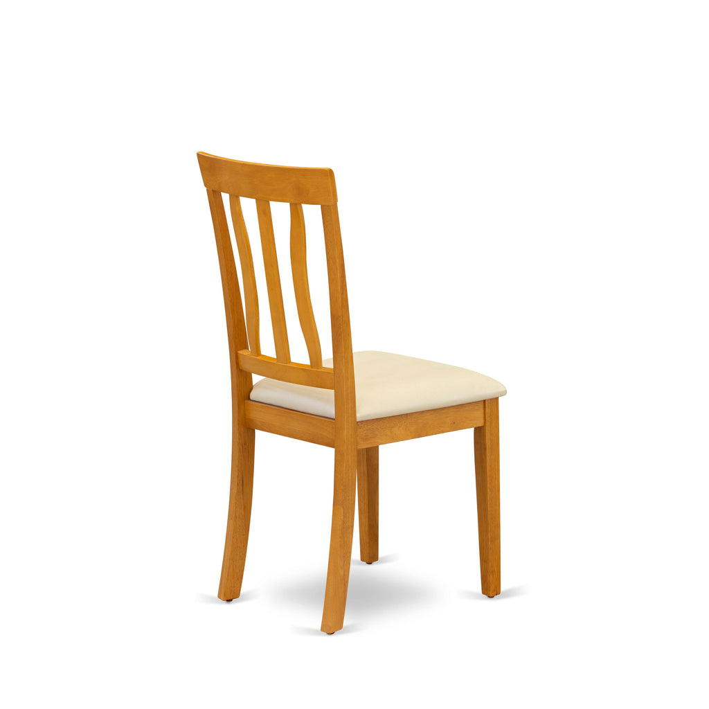 East West Furniture ANC-OAK-LC Antique Kitchen Dining Chairs - Faux Leather Upholstered Wooden Chairs