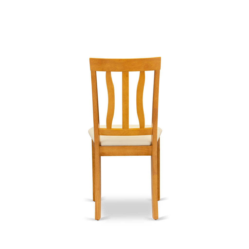 East West Furniture ANC-OAK-LC Antique Kitchen Dining Chairs - Faux Leather Upholstered Wooden Chairs