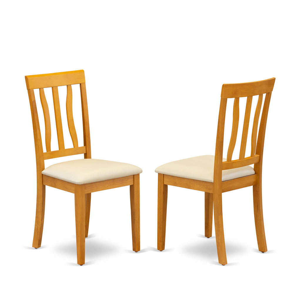 East West Furniture ANC-OAK-LC Antique Kitchen Dining Chairs - Faux Leather Upholstered Wooden Chairs