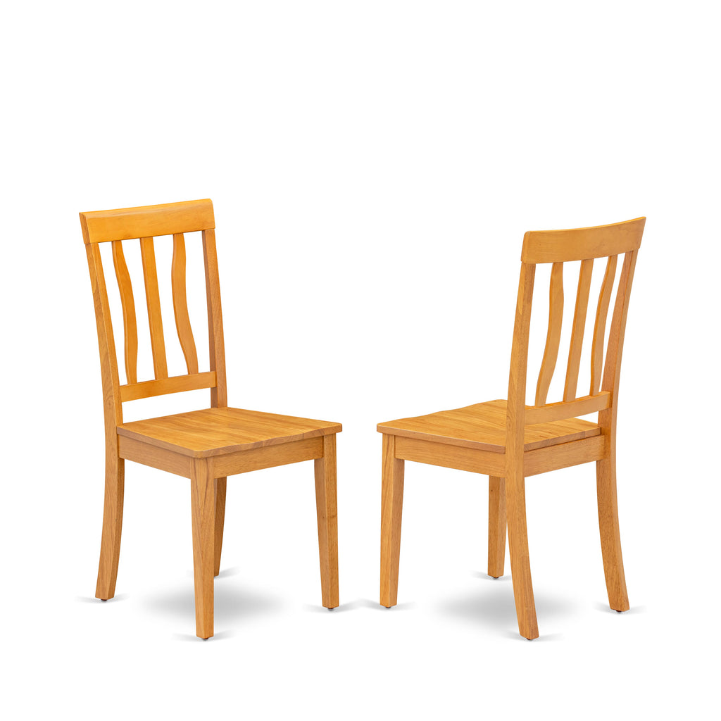 East West Furniture ANC-OAK-W Antique Dining Room Chairs - Slat Back Wooden Seat Chairs