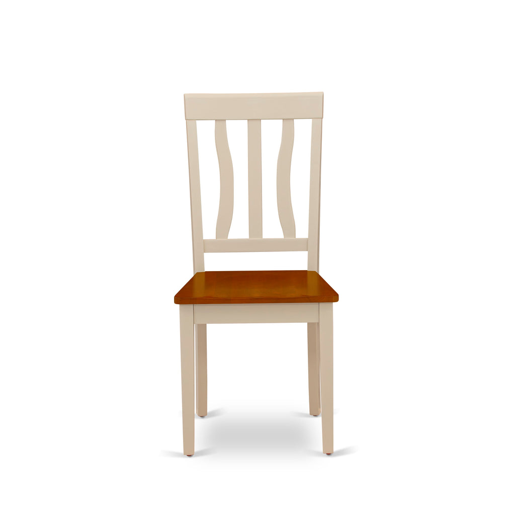 East West Furniture ANC-WHI-W Antique Dining Room Chairs - Slat Back Solid Wood Seat Chairs