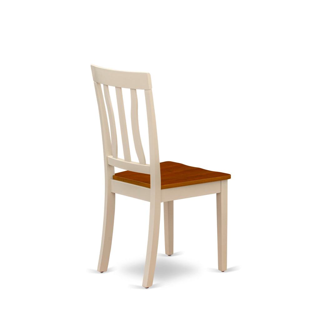 East West Furniture ANC-WHI-W Antique Dining Room Chairs - Slat Back Solid Wood Seat Chairs