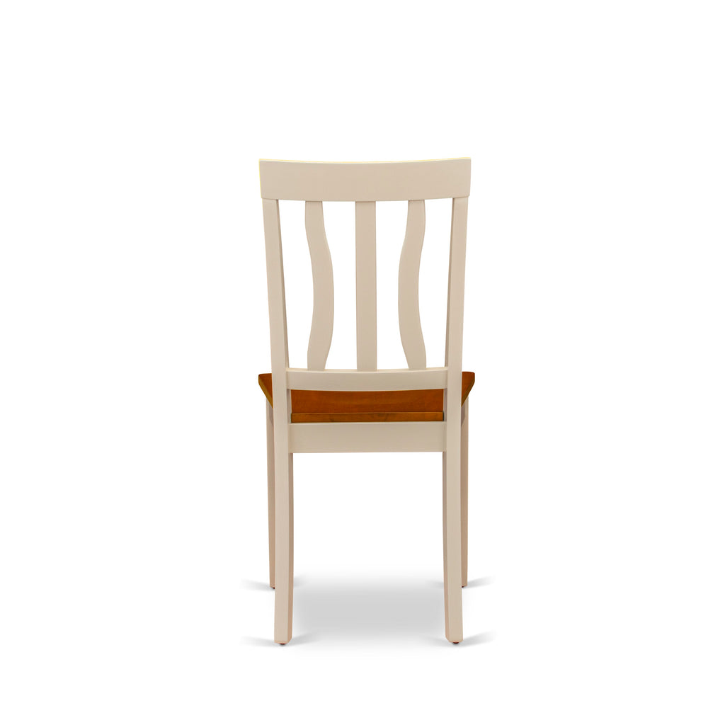 East West Furniture ANC-WHI-W Antique Dining Room Chairs - Slat Back Solid Wood Seat Chairs