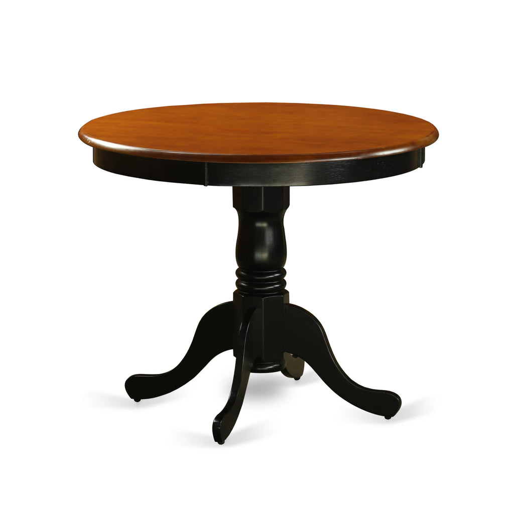 East West Furniture ANT-BLK-TP Antique Kitchen Dining Table - a Round Solid Wood Table Top with Pedestal Base