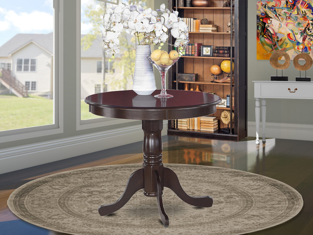 East West Furniture ANT-CAP-TP Antique Dining Room Table - a Round kitchen Table Top with Pedestal Base