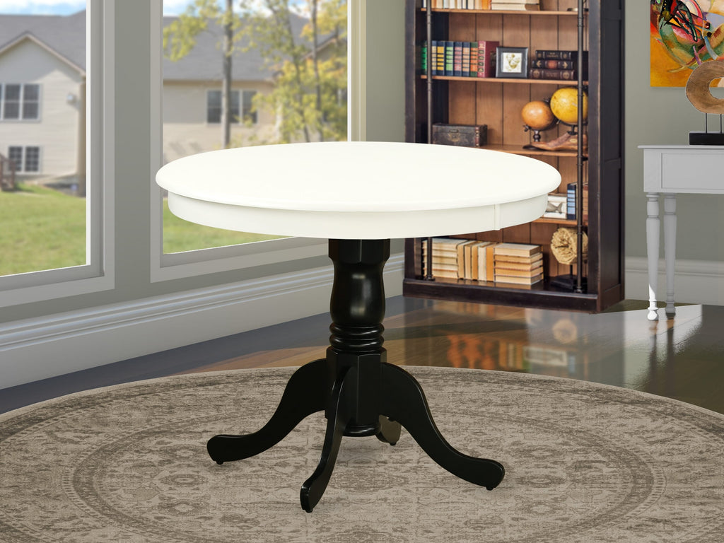 East West Furniture ANT-LBK-TP Antique Modern Kitchen Table - a Round Dining Table Top with Pedestal Base