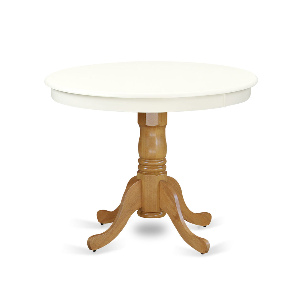 East West Furniture ANT-LOK-TP Antique Mid-Century Modern Dining Table - a Round Dining Table Top with Pedestal Base