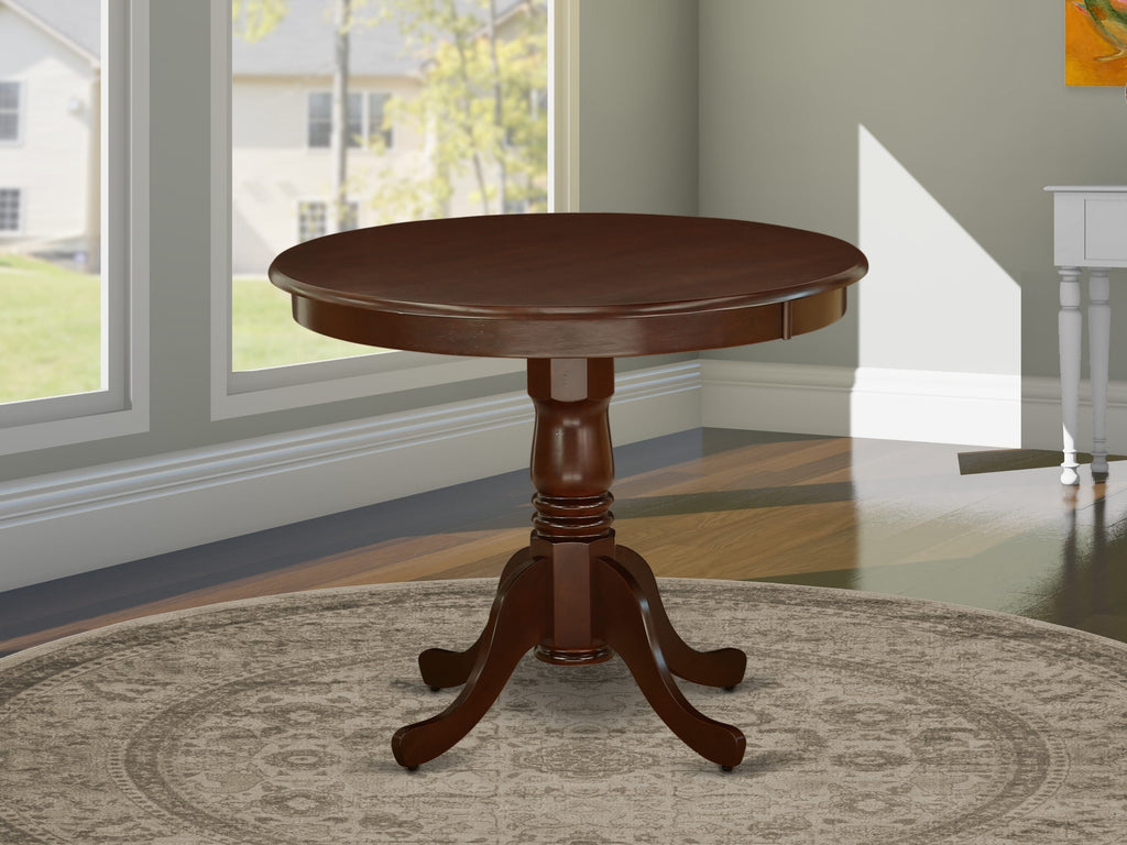 East West Furniture ANT-MAH-TP Antique Dining Room Table - a Round kitchen Table Top with Pedestal Base