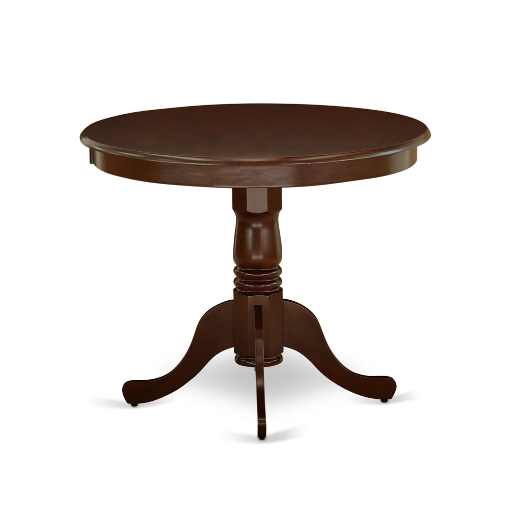 East West Furniture ANT-MAH-TP Antique Dining Room Table - a Round kitchen Table Top with Pedestal Base