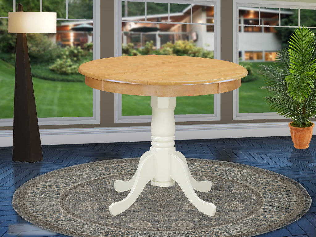 East West Furniture ANT-OLW-TP Antique Kitchen Dining Table - a Round Wooden Table Top with Pedestal Base
