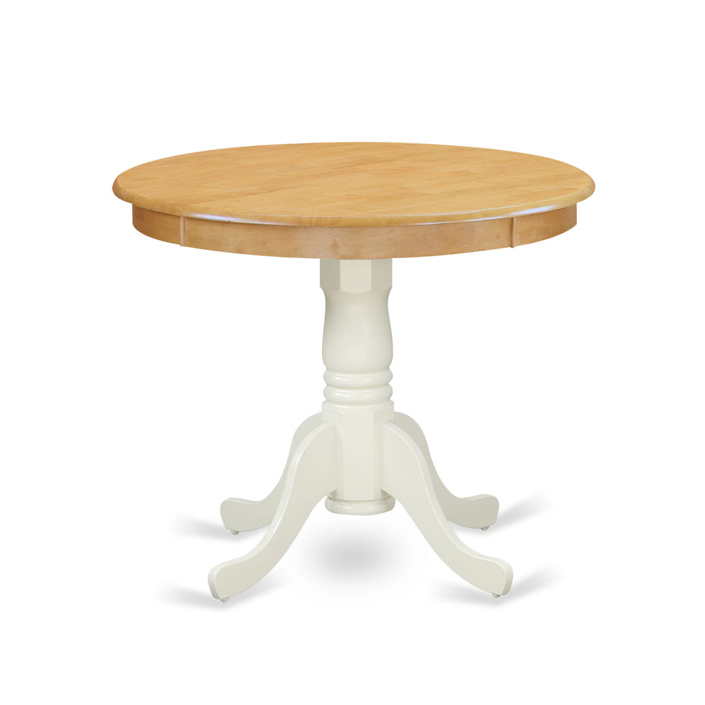East West Furniture ANT-OLW-TP Antique Kitchen Dining Table - a Round Wooden Table Top with Pedestal Base