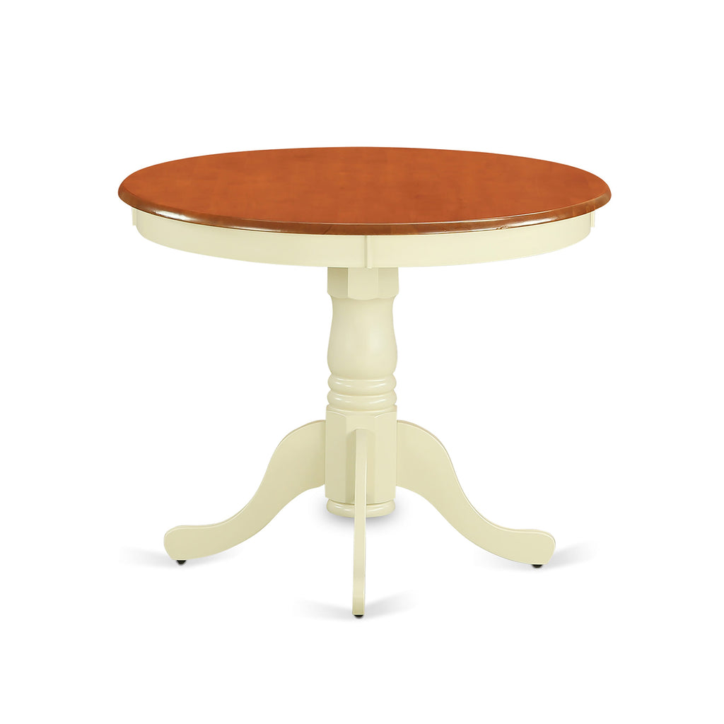 East West Furniture ANT-WHI-TP Antique Modern Dining Table - a Round Kitchen Table Top with Pedestal Base