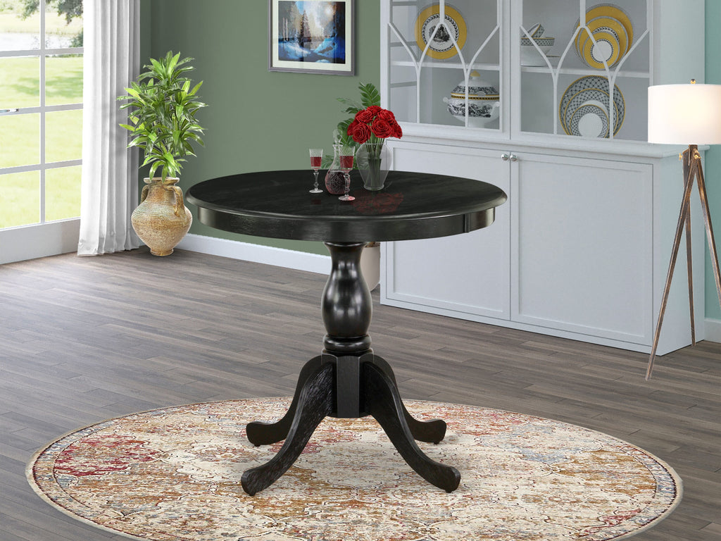 EAST WEST FURNITURE - AST-BLK-TP - Round Kitchen Table - Black Table Top and Black Pedestal Leg Finish