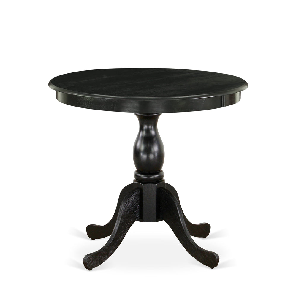 EAST WEST FURNITURE - AST-BLK-TP - Round Kitchen Table - Black Table Top and Black Pedestal Leg Finish