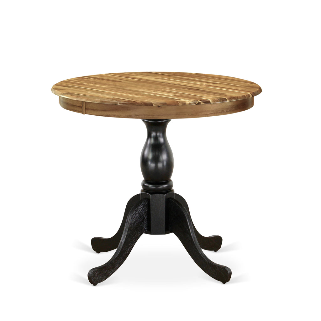 EAST WEST FURNITURE - AST-NBK-TP - Round Dining Table - Natural Table Top and Black Pedestal Leg Finish