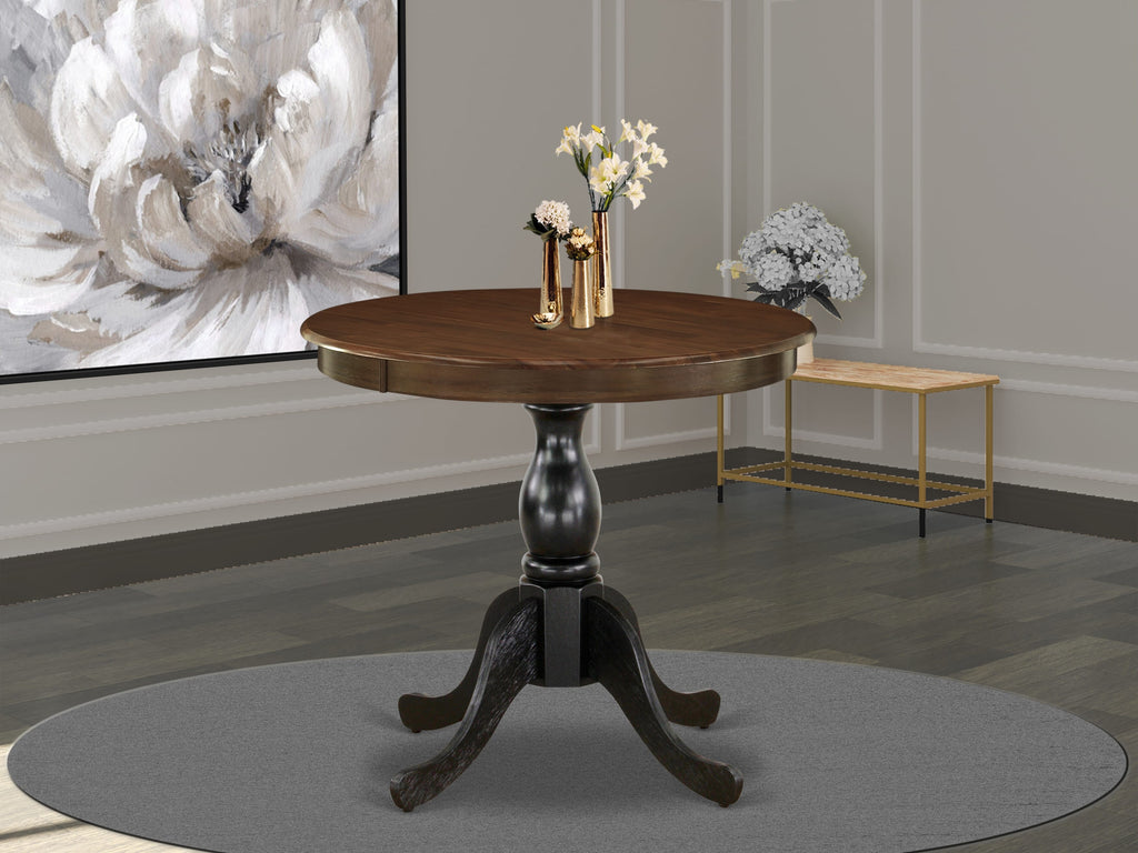 EAST WEST FURNITURE - AST-WBK-TP - Kitchen Table - Walnut Table Top and Black Pedestal Leg Finish