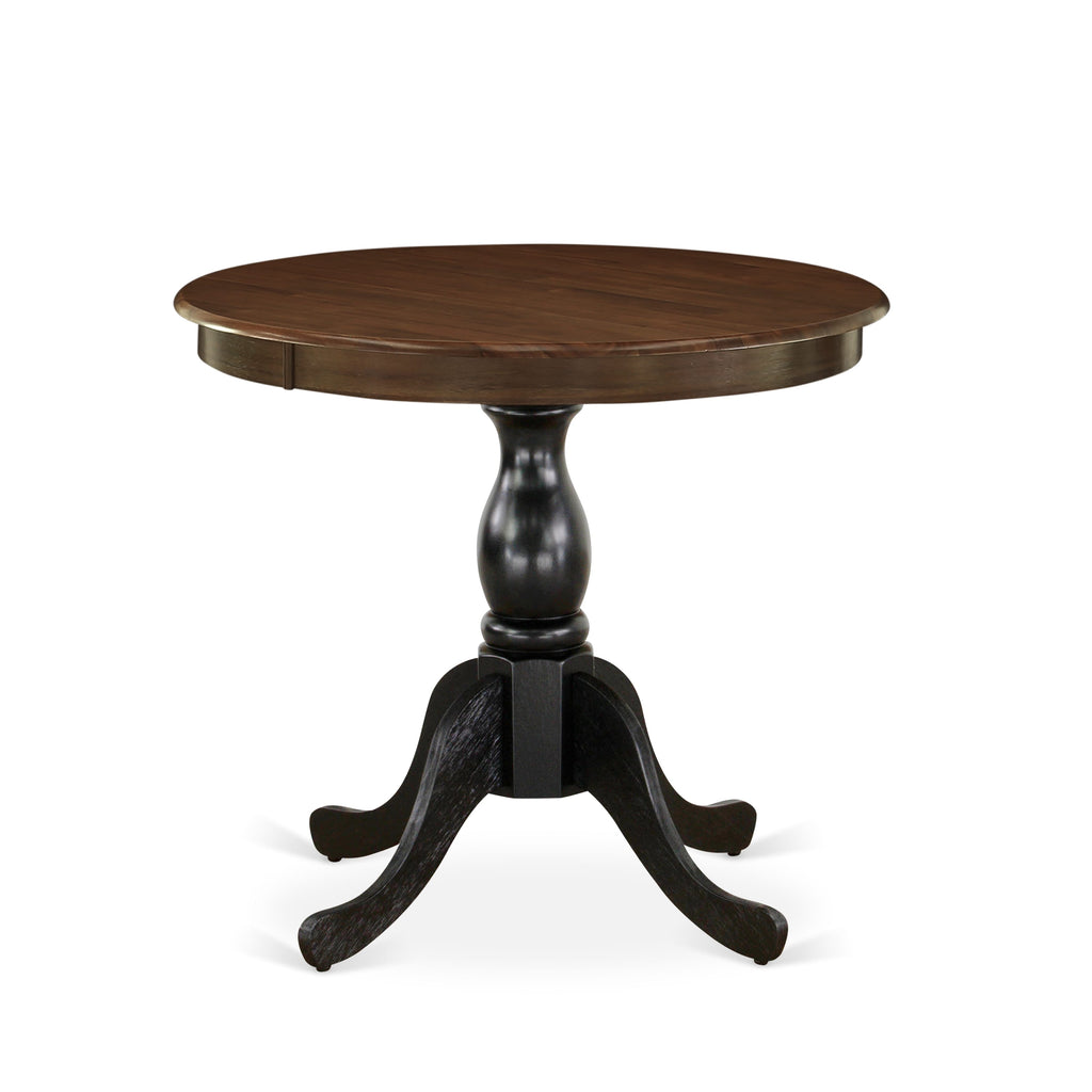 EAST WEST FURNITURE - AST-WBK-TP - Kitchen Table - Walnut Table Top and Black Pedestal Leg Finish