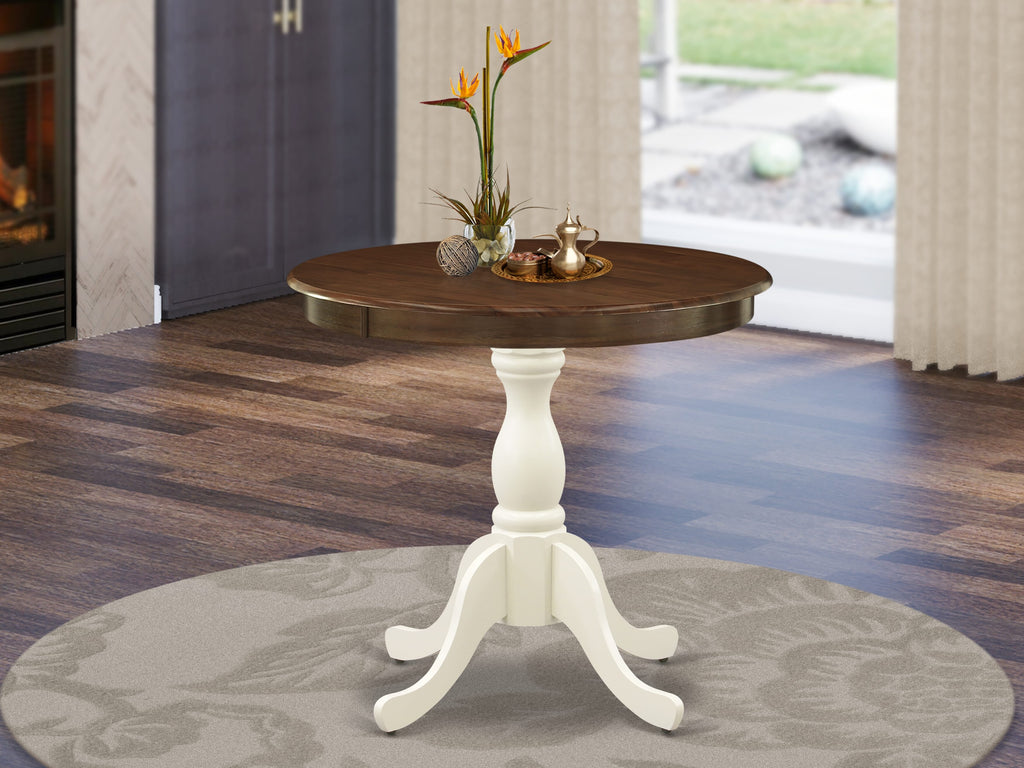 EAST WEST FURNITURE - AST-WLW-TP - Dinning Table - Walnut Table Top and linen white Pedestal Leg Finish