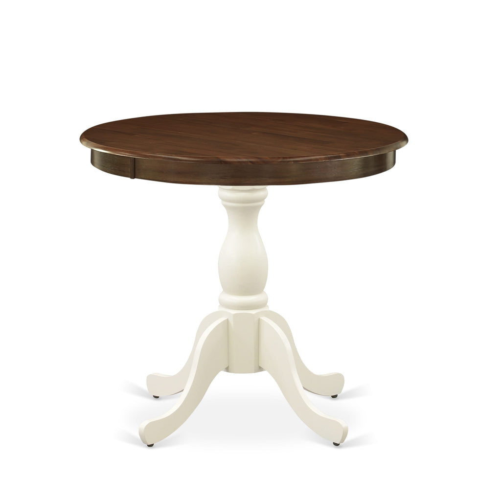 EAST WEST FURNITURE - AST-WLW-TP - Dinning Table - Walnut Table Top and linen white Pedestal Leg Finish