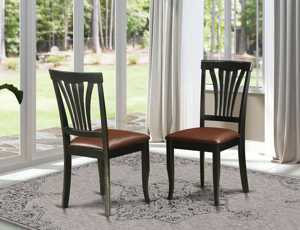 East West Furniture AVC-BLK-LC Avon Dining Chairs - Faux Leather Upholstered Wooden Chairs