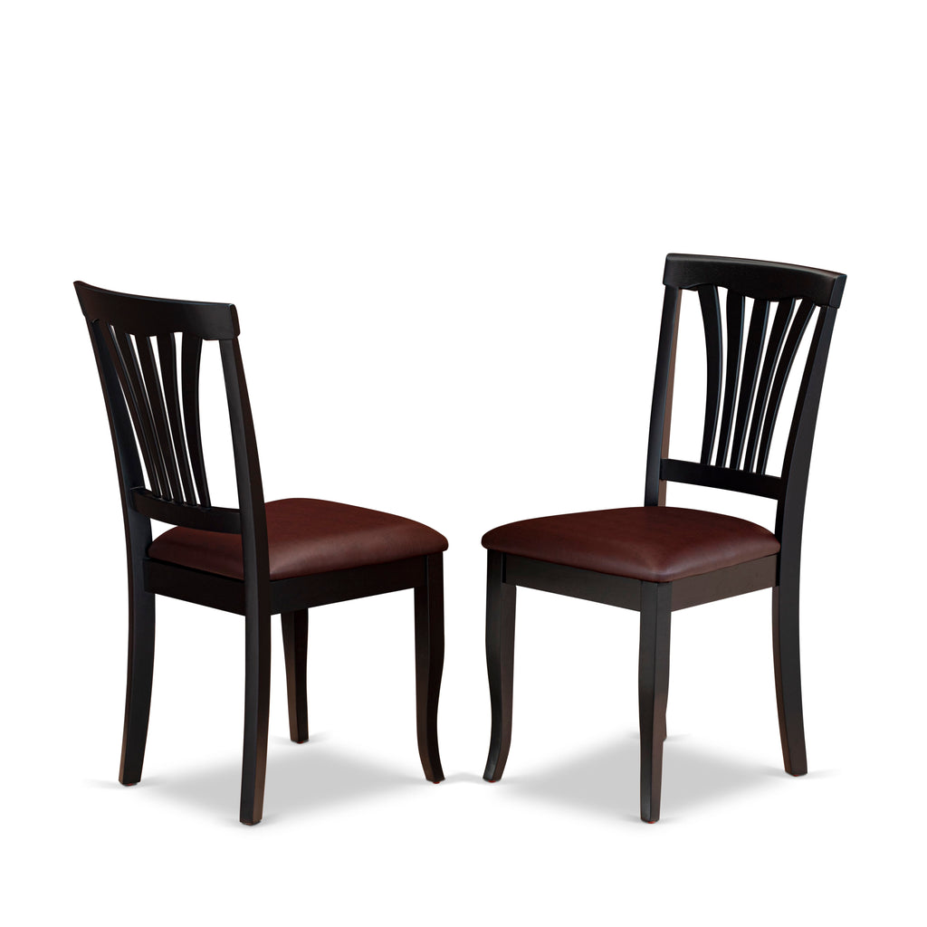 East West Furniture AVC-BLK-LC Avon Dining Chairs - Faux Leather Upholstered Wooden Chairs