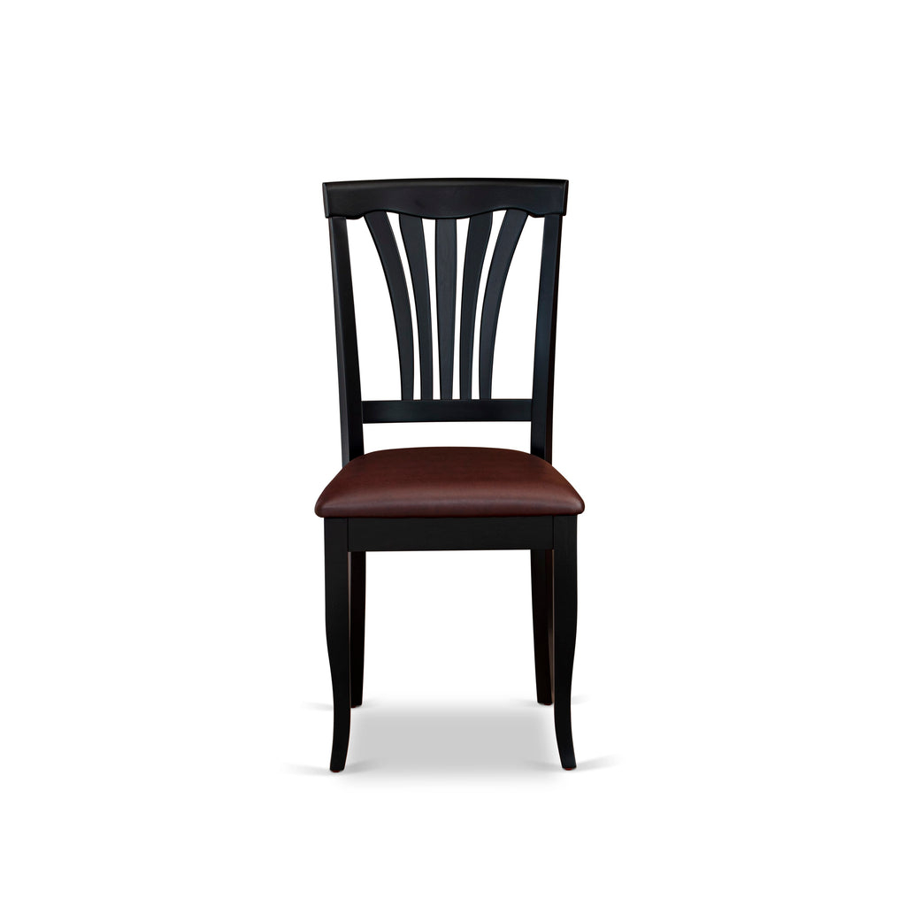 East West Furniture AVC-BLK-LC Avon Dining Chairs - Faux Leather Upholstered Wooden Chairs
