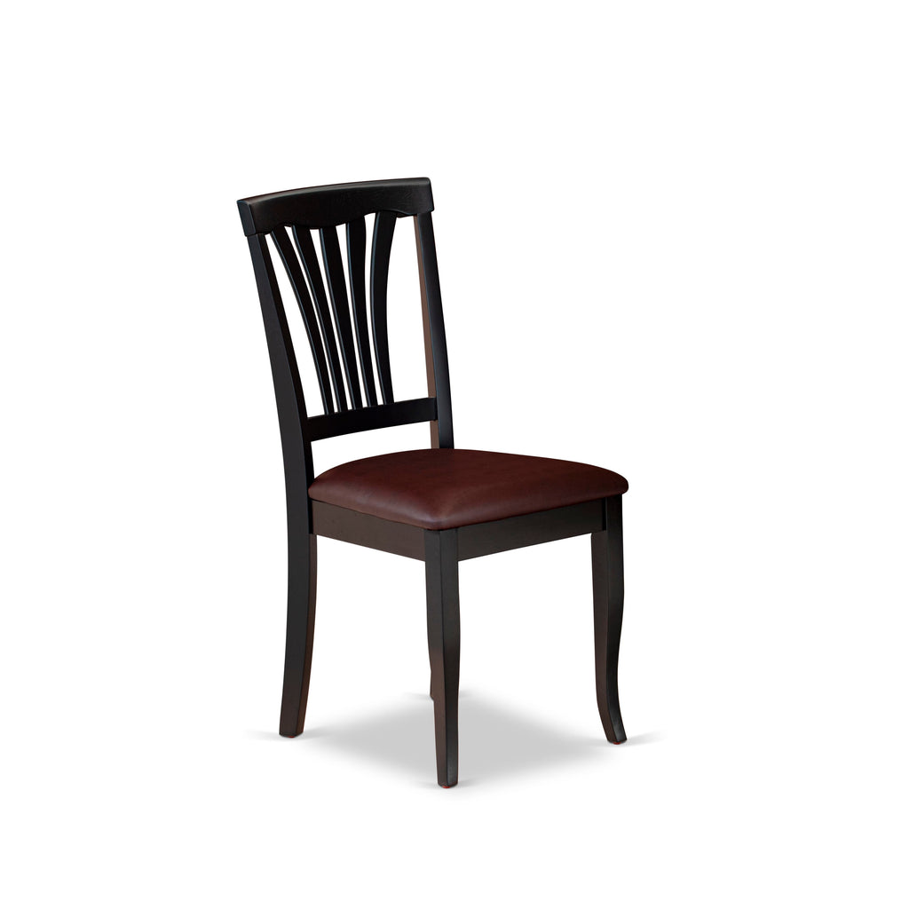 East West Furniture AVC-BLK-LC Avon Dining Chairs - Faux Leather Upholstered Wooden Chairs