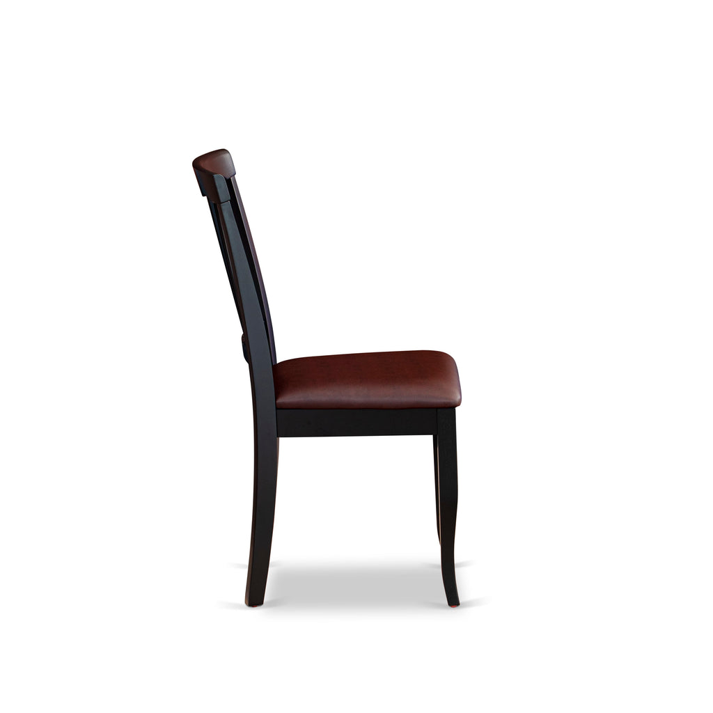East West Furniture AVC-BLK-LC Avon Dining Chairs - Faux Leather Upholstered Wooden Chairs