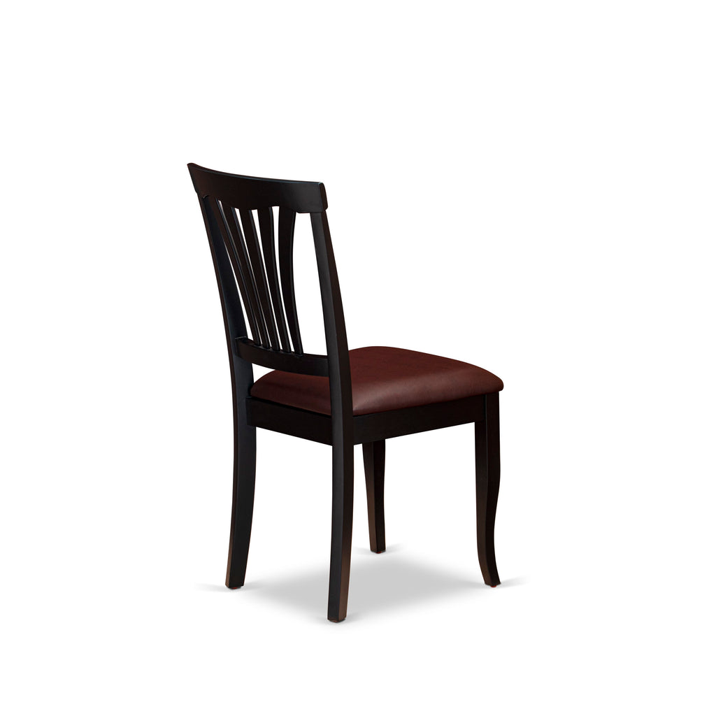 East West Furniture AVC-BLK-LC Avon Dining Chairs - Faux Leather Upholstered Wooden Chairs