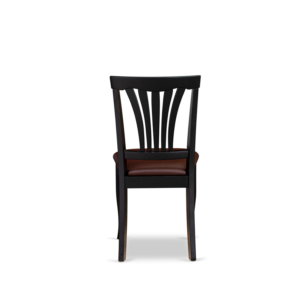 East West Furniture AVC-BLK-LC Avon Dining Chairs - Faux Leather Upholstered Wooden Chairs
