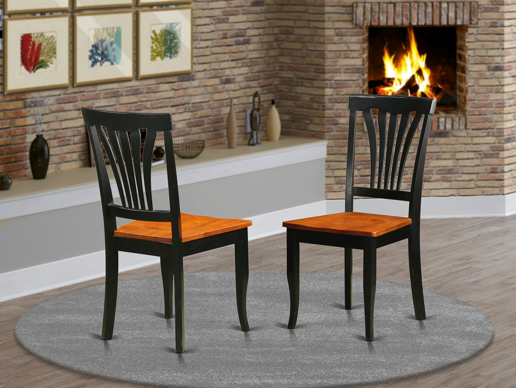 East West Furniture AVC-BLK-W Avon Dining Room Chairs - Slat Back Solid Wood Seat Chairs