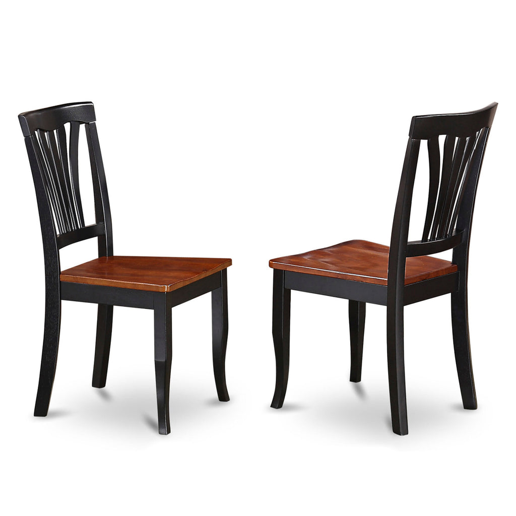 East West Furniture AVC-BLK-W Avon Dining Room Chairs - Slat Back Solid Wood Seat Chairs