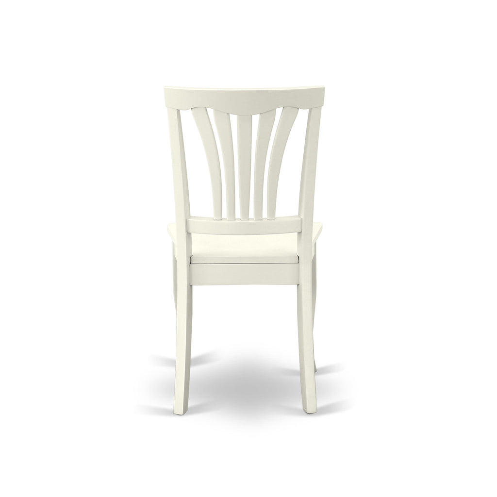 East West Furniture AVC-LWH-W Avon Dining Chairs - Slat Back Solid Wood Seat Chairs