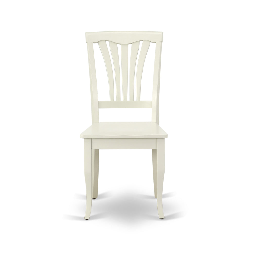 East West Furniture AVC-LWH-W Avon Dining Chairs - Slat Back Solid Wood Seat Chairs