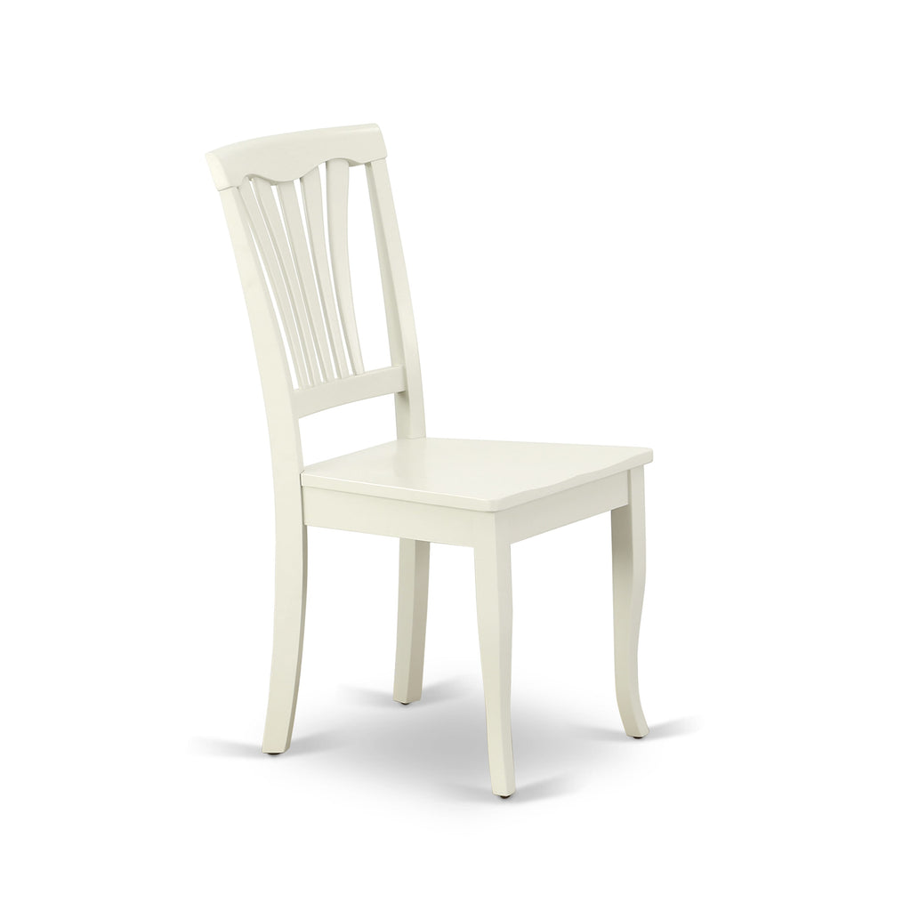 East West Furniture AVC-LWH-W Avon Dining Chairs - Slat Back Solid Wood Seat Chairs