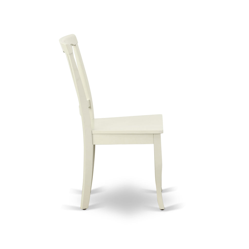 East West Furniture AVC-LWH-W Avon Dining Chairs - Slat Back Solid Wood Seat Chairs