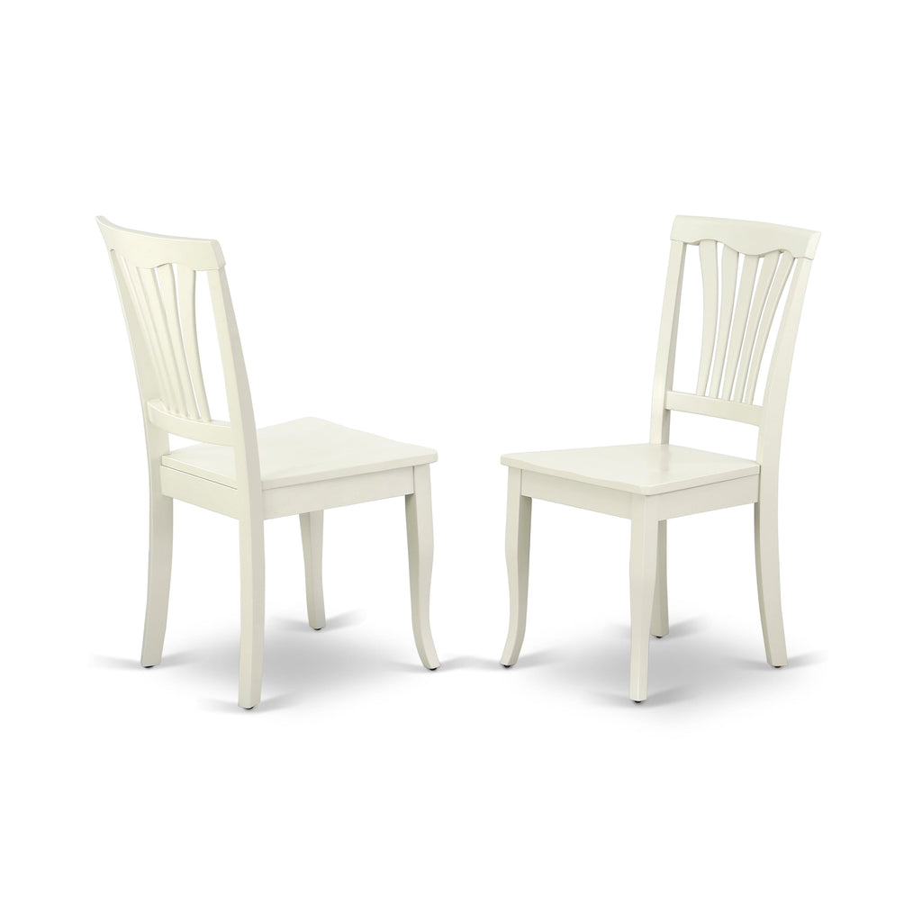East West Furniture AVC-LWH-W Avon Dining Chairs - Slat Back Solid Wood Seat Chairs